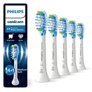 Premium Plague Defence – Opzetborstels voor Elektrische Tandenborstel – Wit – 4+1 Verpakking - HX9045/87