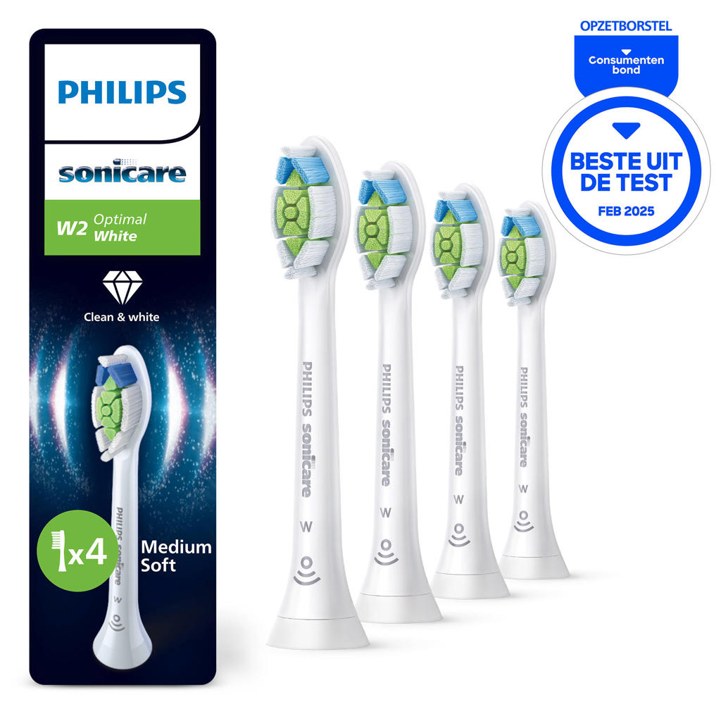 Philips Sonicare  Optimal White – Opzetborstels voor Elektrische Tandenborstel – Wit – Verpakking van 4 - HX6064/87