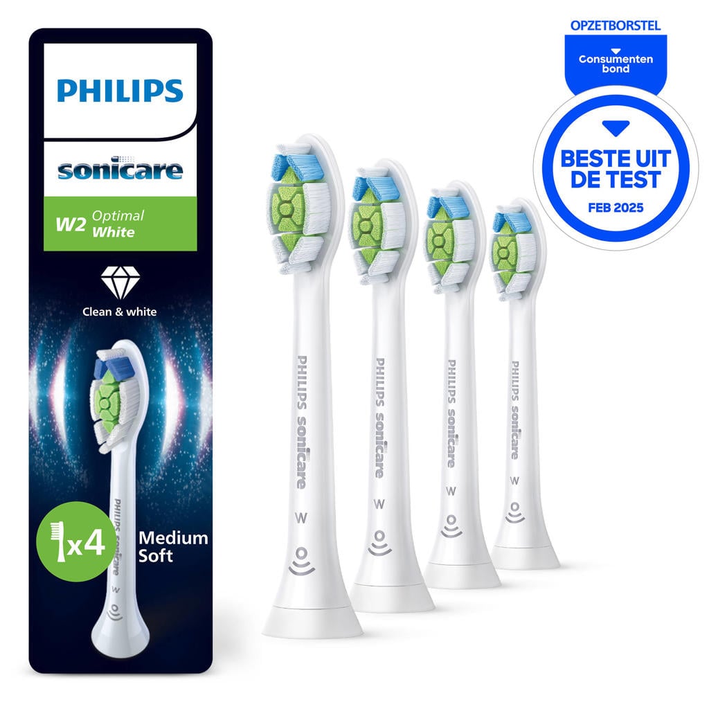 Philips Sonicare Optimal White – Opzetborstels voor Elektrische Tandenborstel – Wit – Verpakking van 4 - HX6064/87