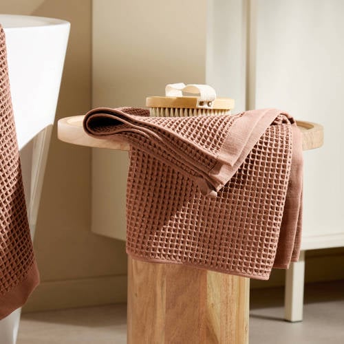 NOUS Living handdoek wafel warmbruin (100x50 cm) afbeelding