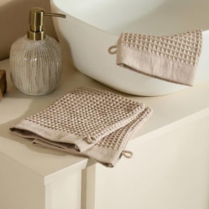 washand wafel zand (set van 3) (15x20 cm)
