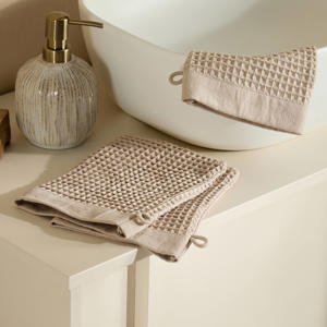 washand wafel zand (set van 3) (15x20 cm)