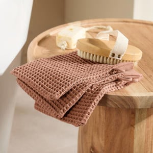 washand wafel warmbruin (set van 3) (15x20 cm)