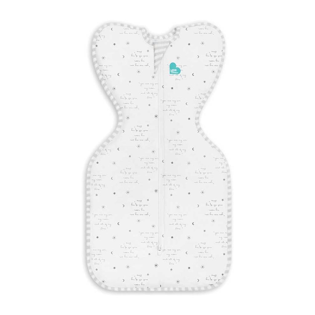 Love to Dream inbakerslaapzak Fase 1 Swaddle UP LITE 0.2 White text