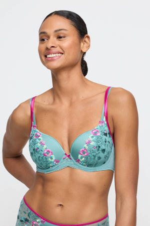 voorgevormde beugelbh Lizelot turquoise/fuchsia