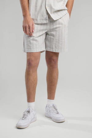 linnen regular casual short lichtgrijs