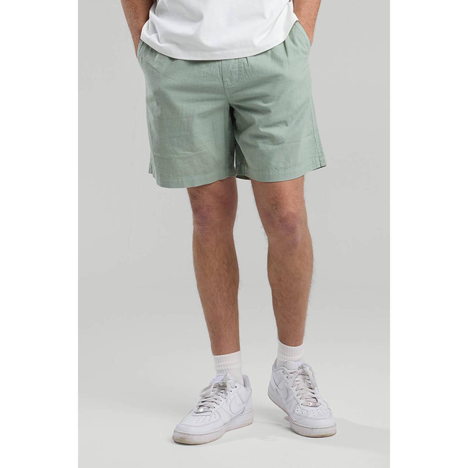 America Today linnen regular casual short groen