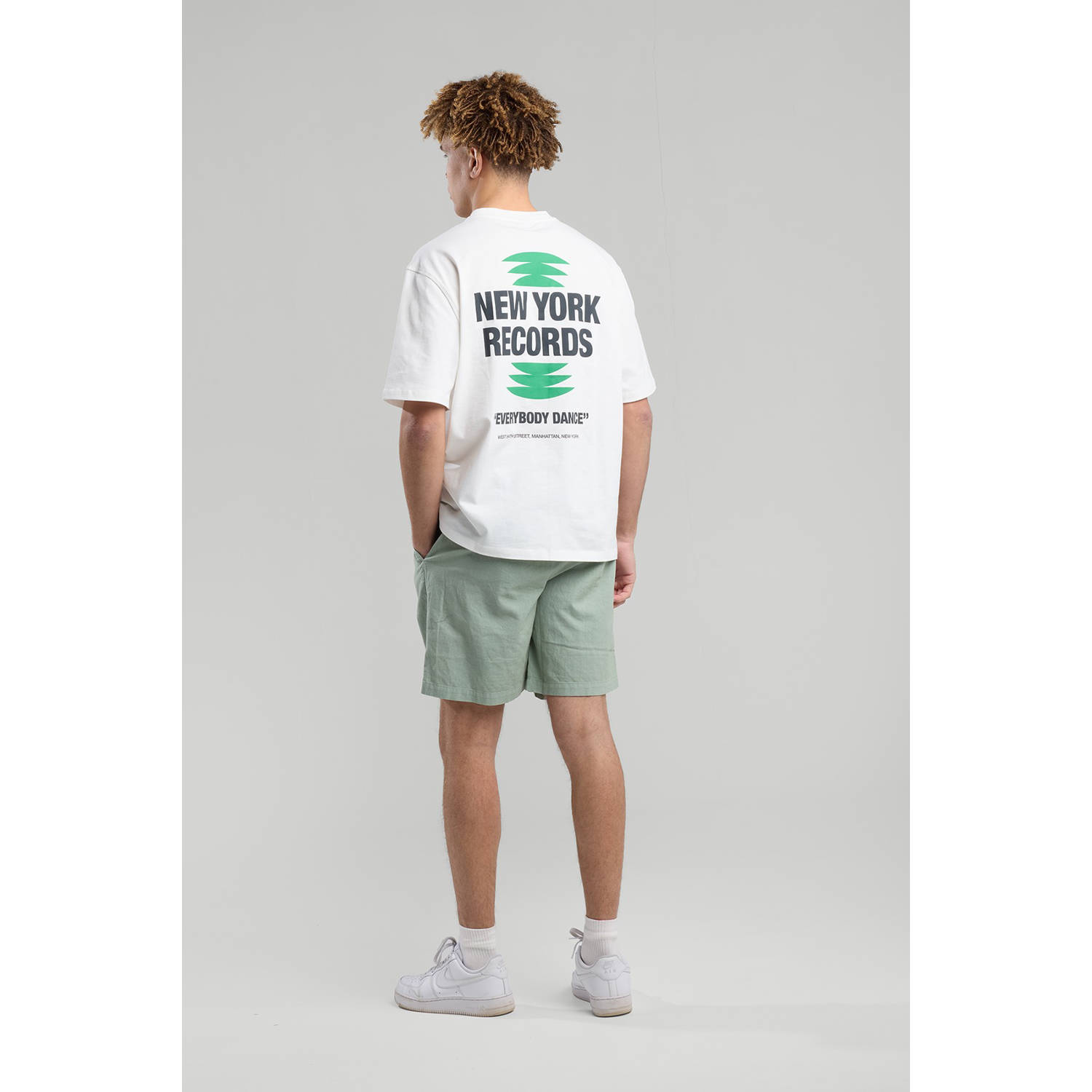 America Today linnen regular casual short groen