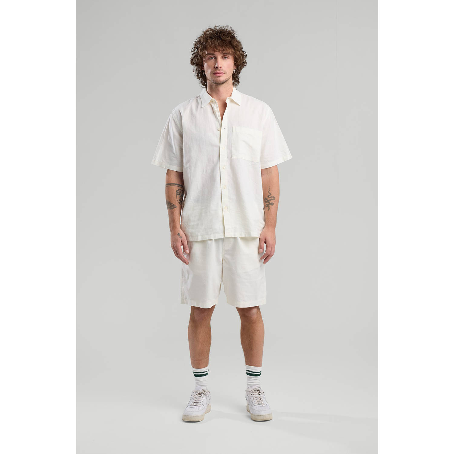 America Today linnen regular casual short wit