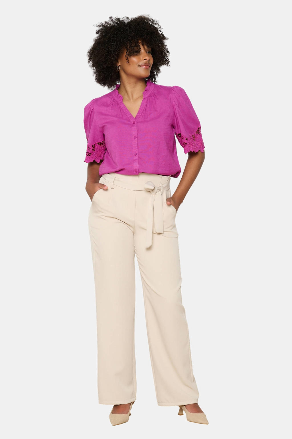 Paprika gebloemde blouse fuchsia