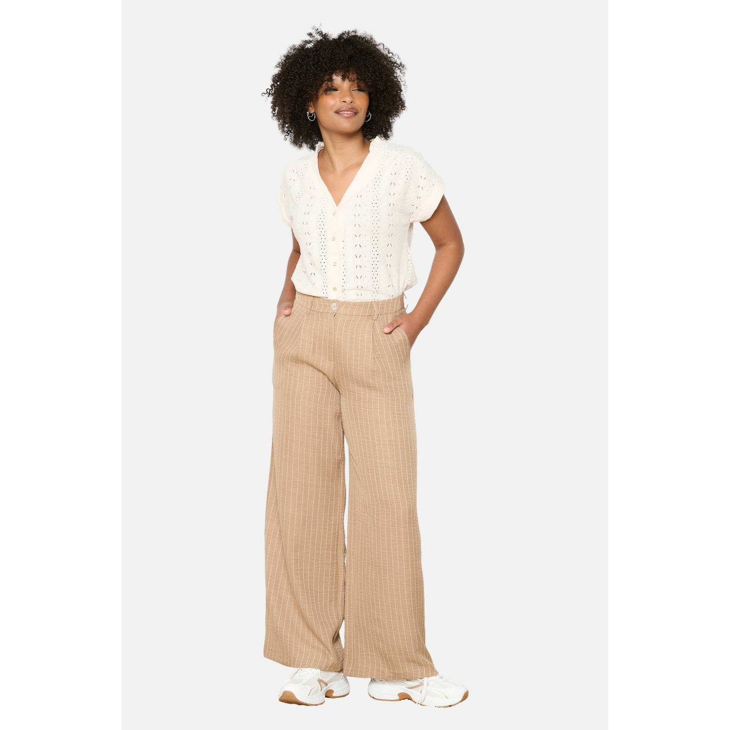 LOLALIZA wide leg regular waist pantalon beige