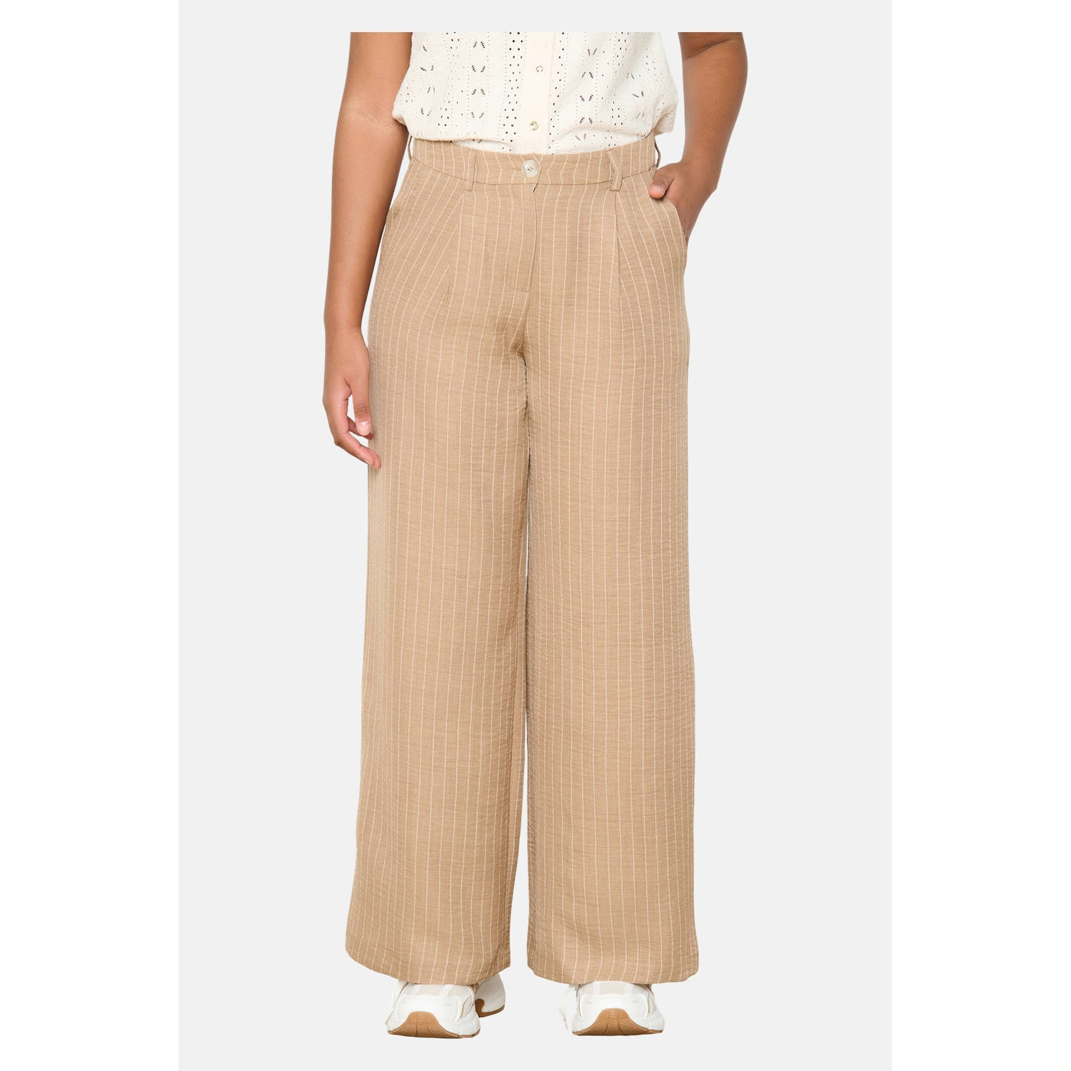 LOLALIZA wide leg regular waist pantalon beige