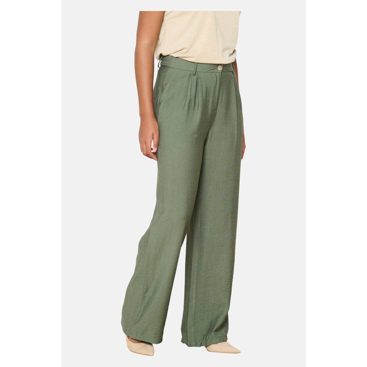 LOLALIZA wide leg regular waist pantalon kaki