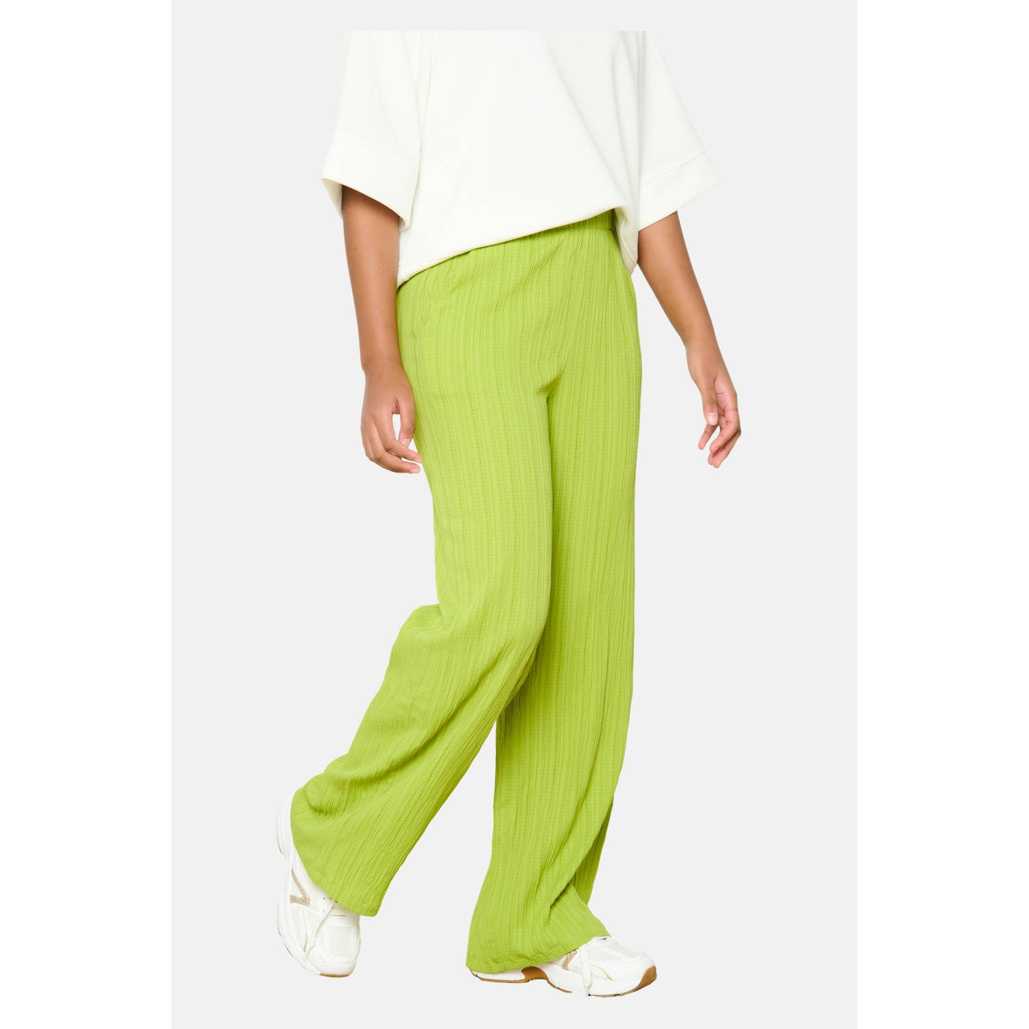 LOLALIZA wide leg regular waist broek limegroen