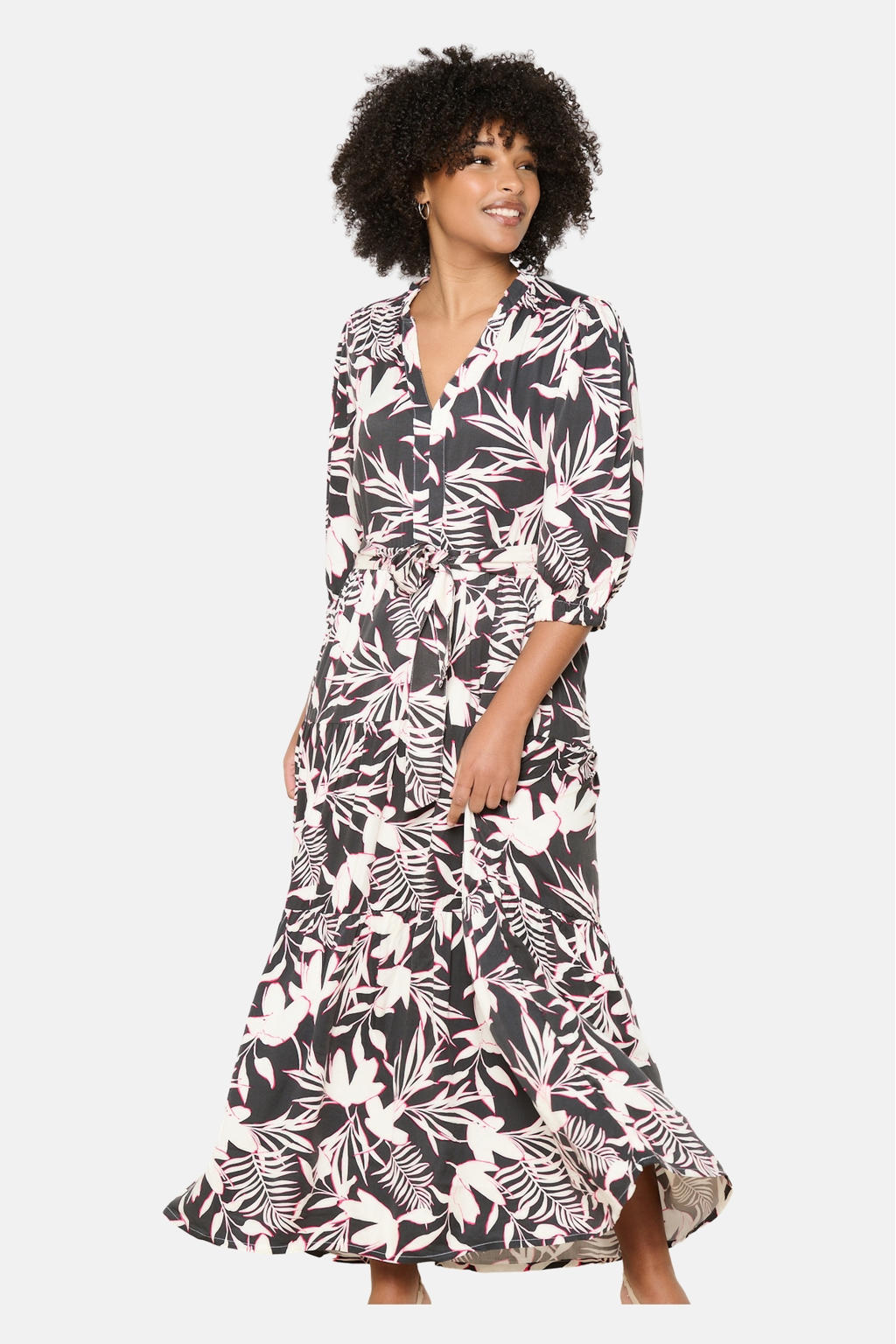 Dames Lange wikkeljurk met bloemenprint | MS Mode