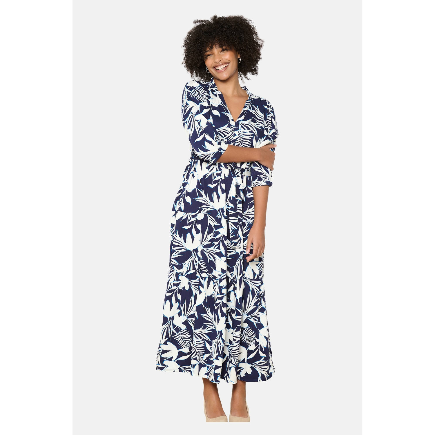 LOLALIZA midi jurk donkerblauw