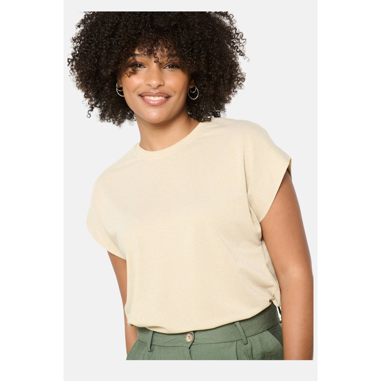 LOLALIZA glitter top champagne met glitter