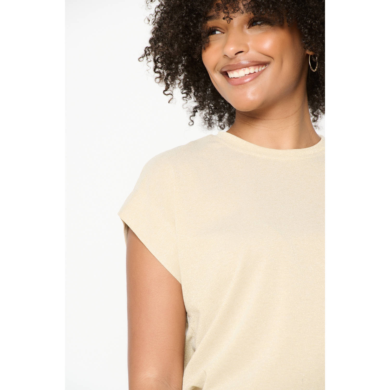 LOLALIZA glitter top champagne met glitter