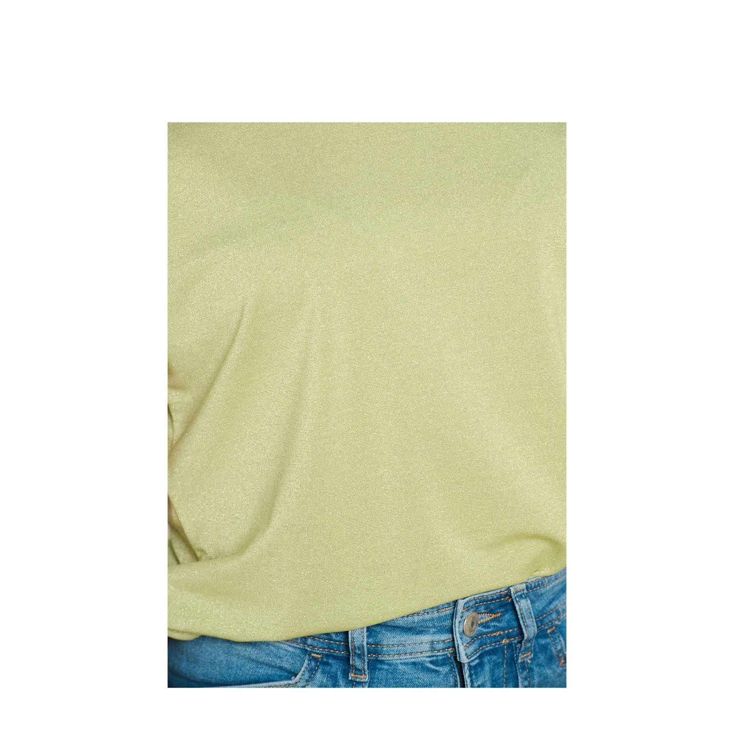 LOLALIZA glitter top groen met glitter