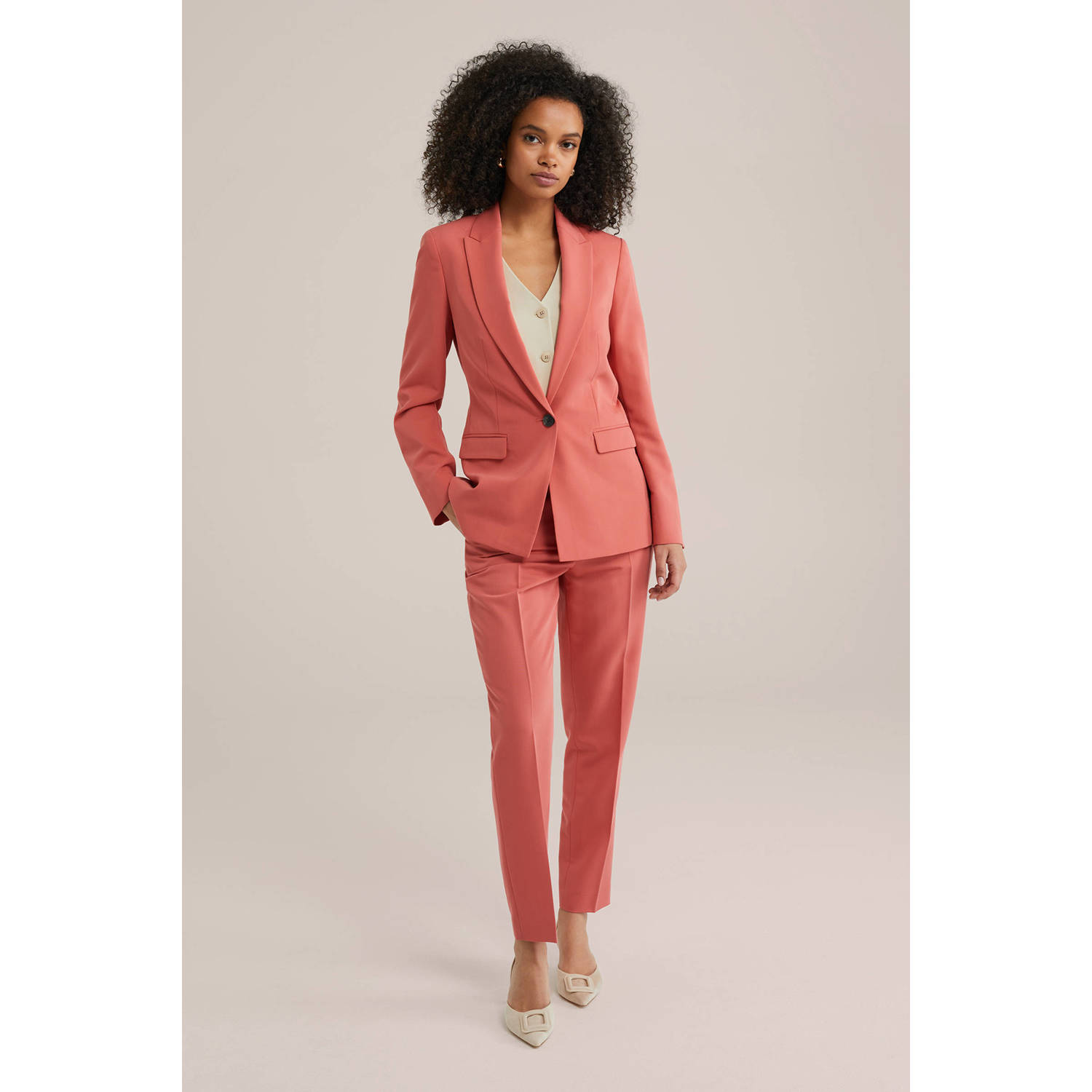WE Fashion getailleerde blazer oudroze