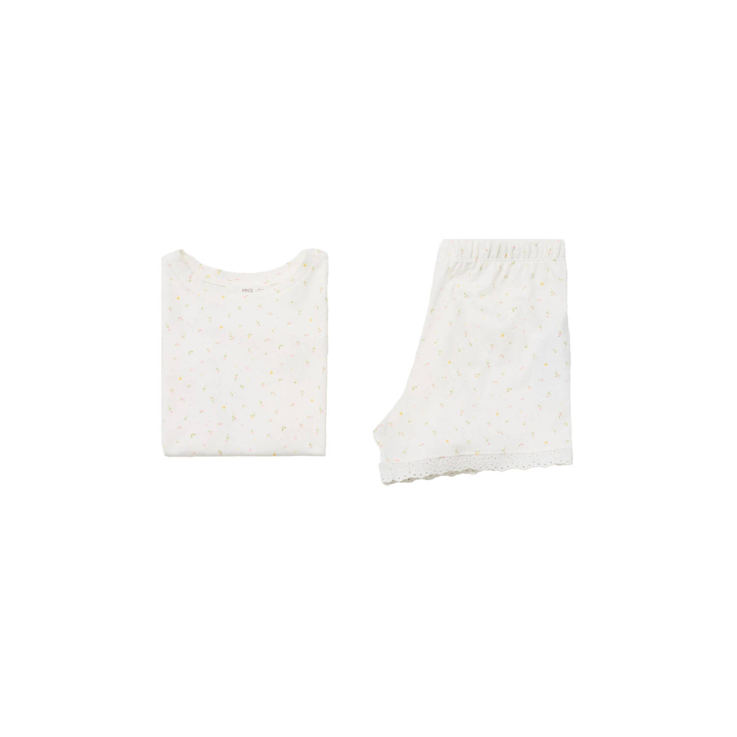 Mango Kids shortama wit broderie
