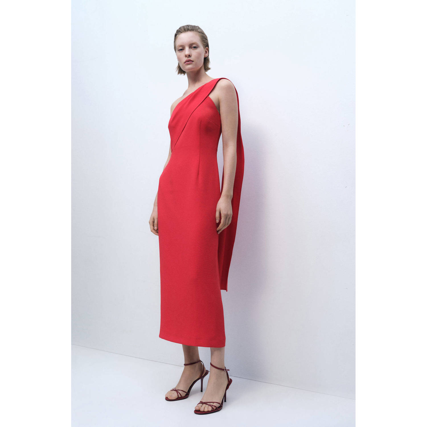 Mango midi jurk rood