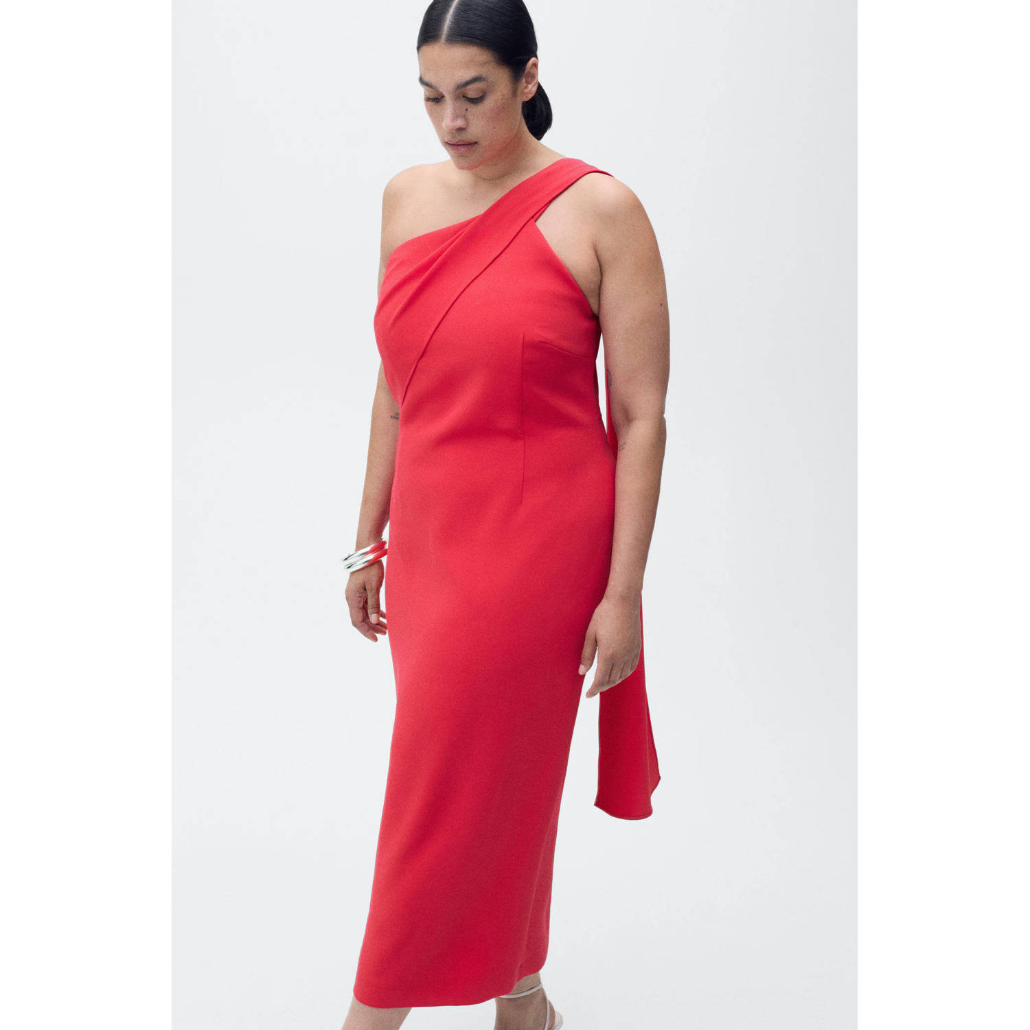 Mango midi jurk rood
