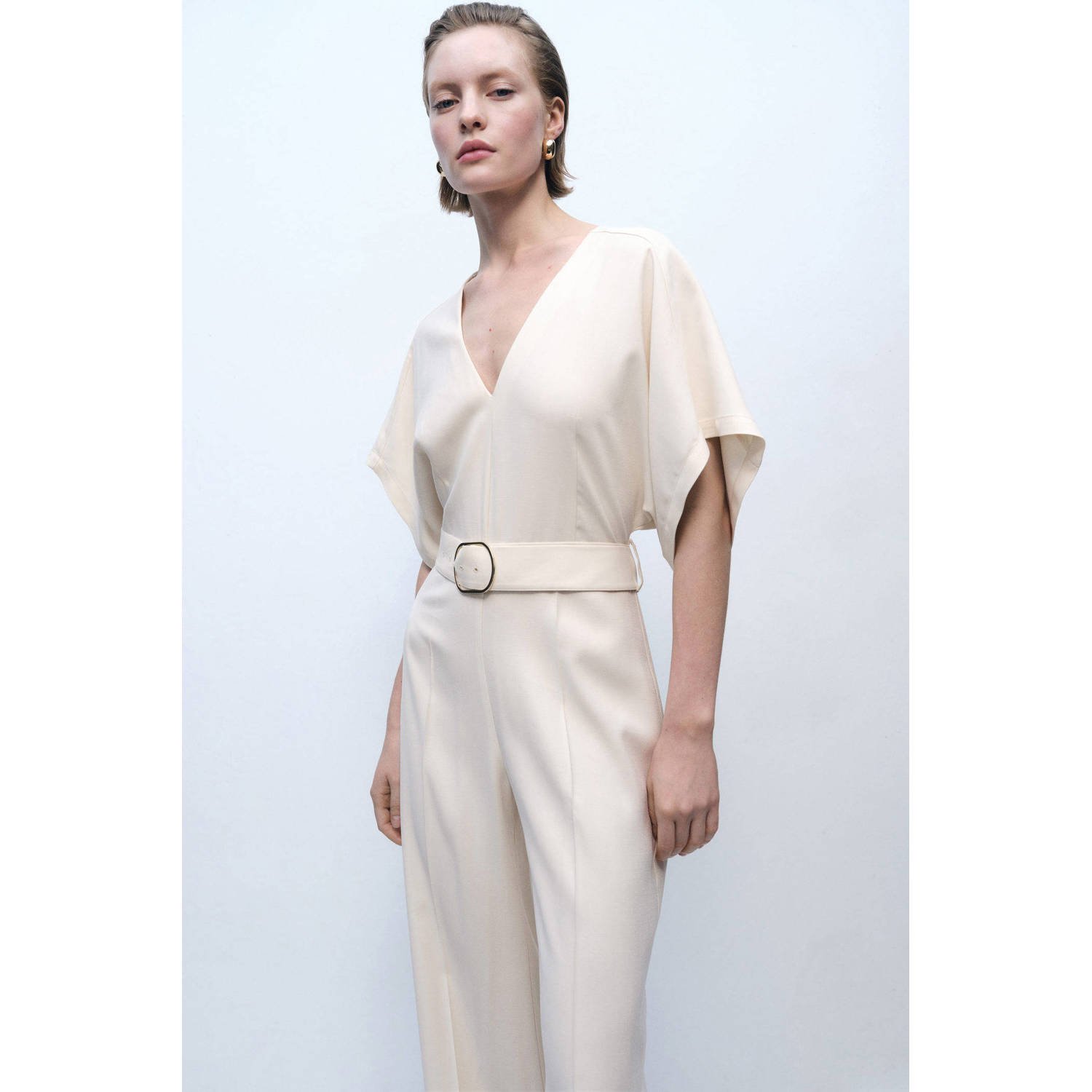 Mango wide leg jumpsuit ecru