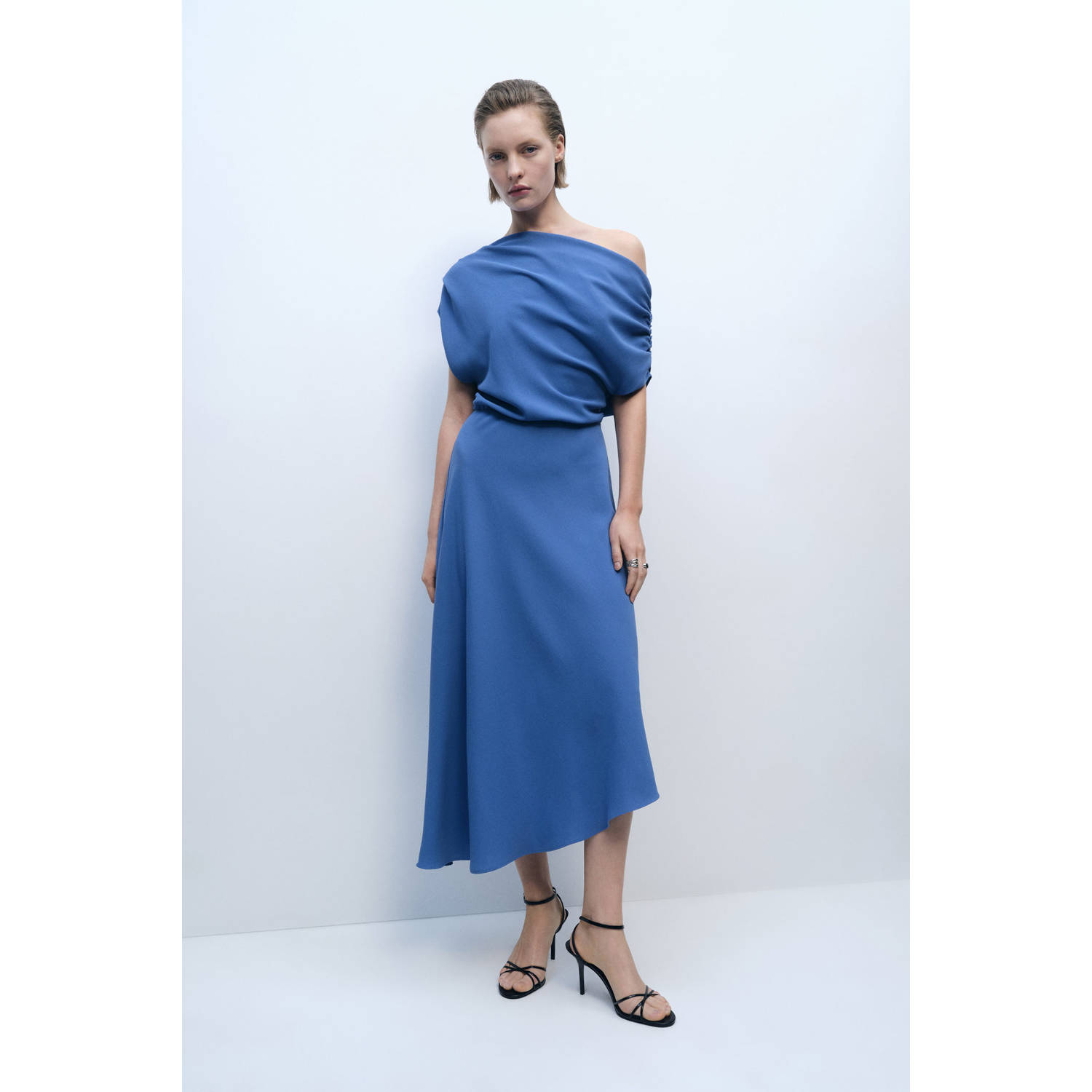 Mango A-lijn jurk blauw