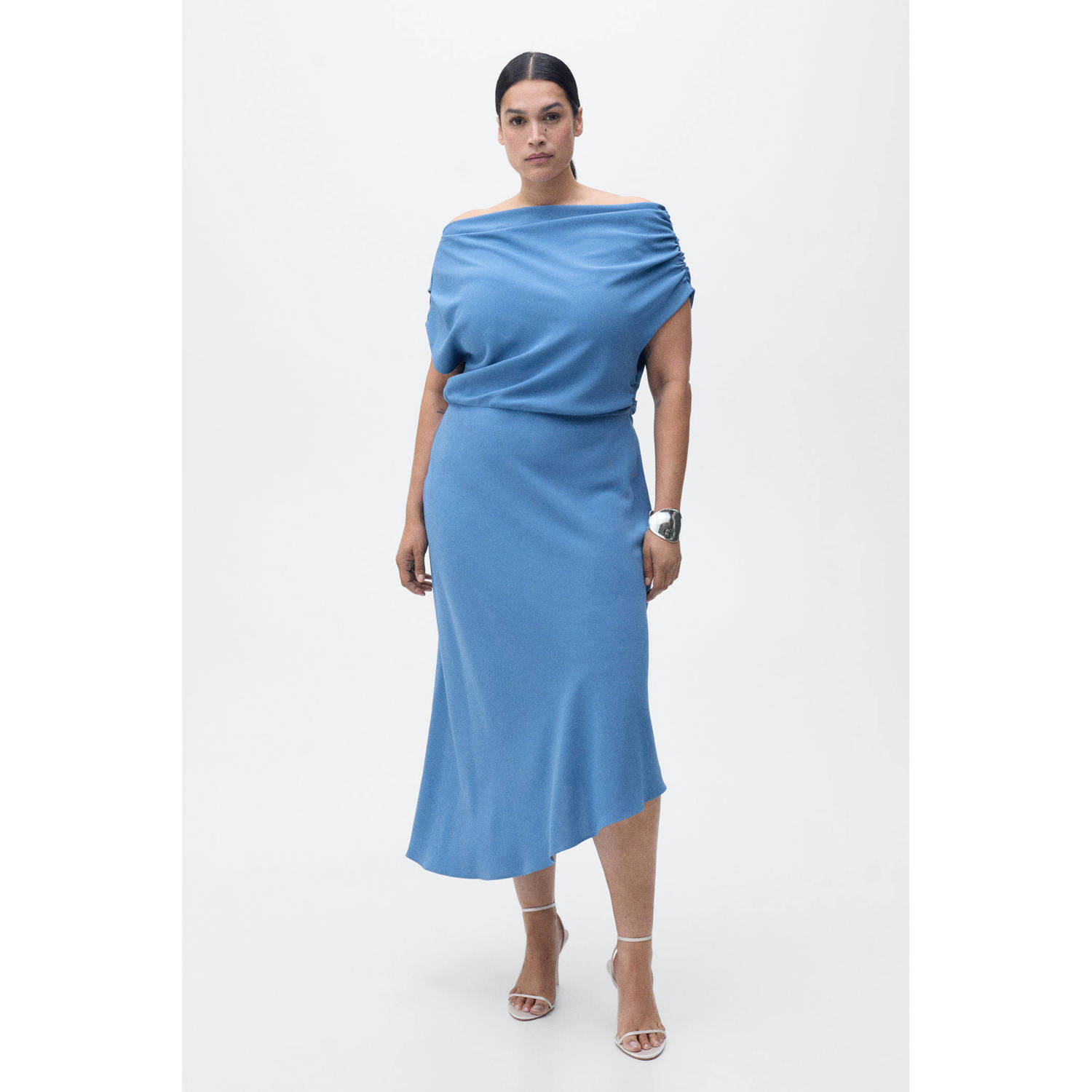 Mango A-lijn jurk blauw
