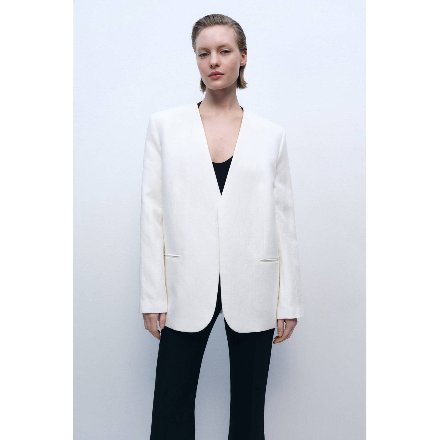 Mango getailleerde blazer ecru