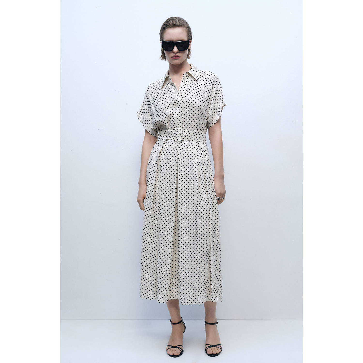 Mango midi jurk ecru