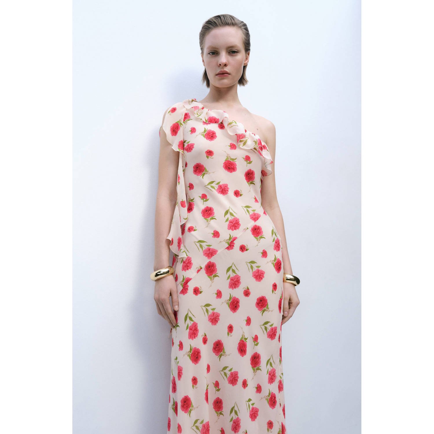 Mango midi jurk beige