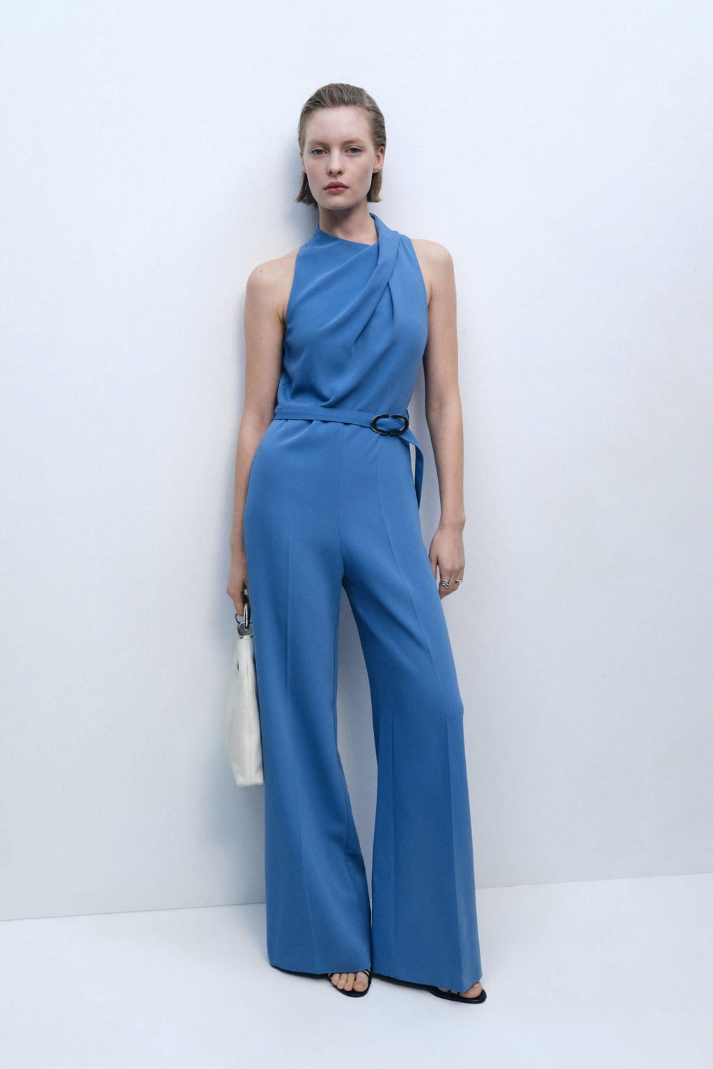 Mango wide leg jumpsuit blauw