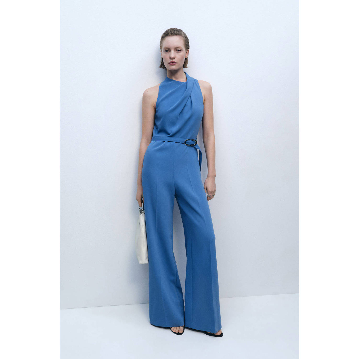 Mango wide leg jumpsuit blauw