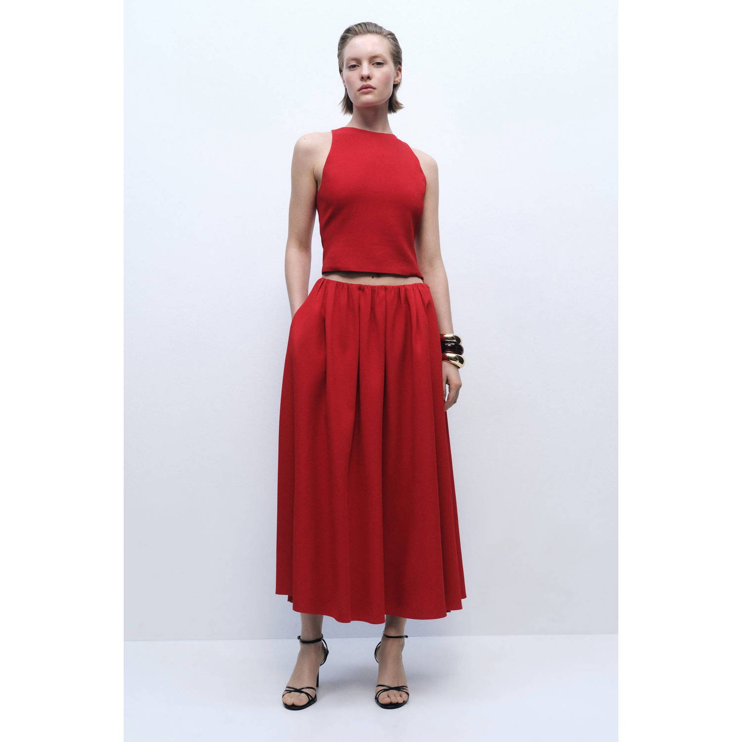 Mango midi rok rood