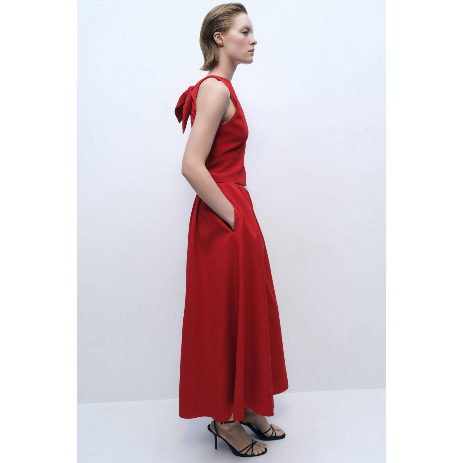 Mango midi rok rood