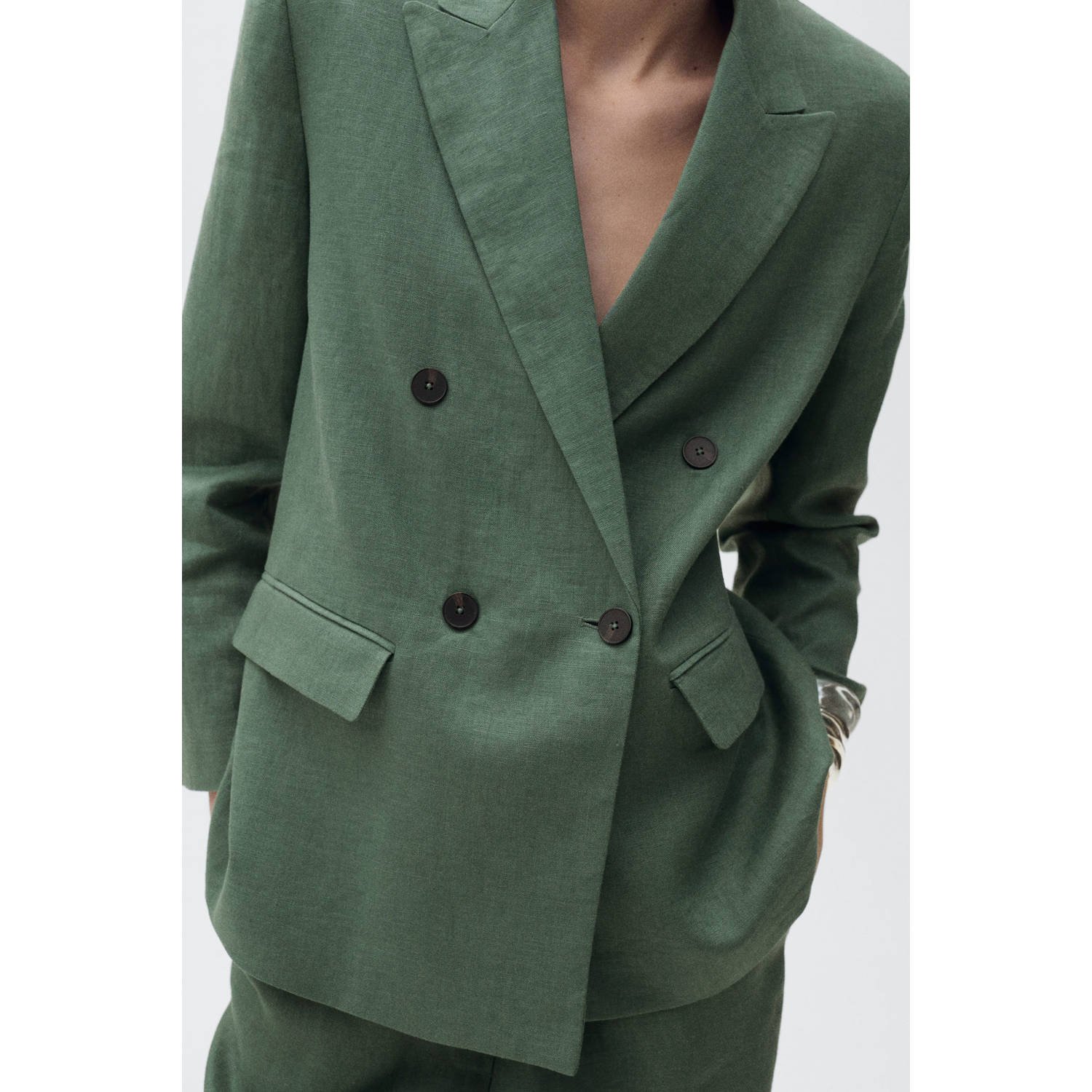 Mango regular blazer groen