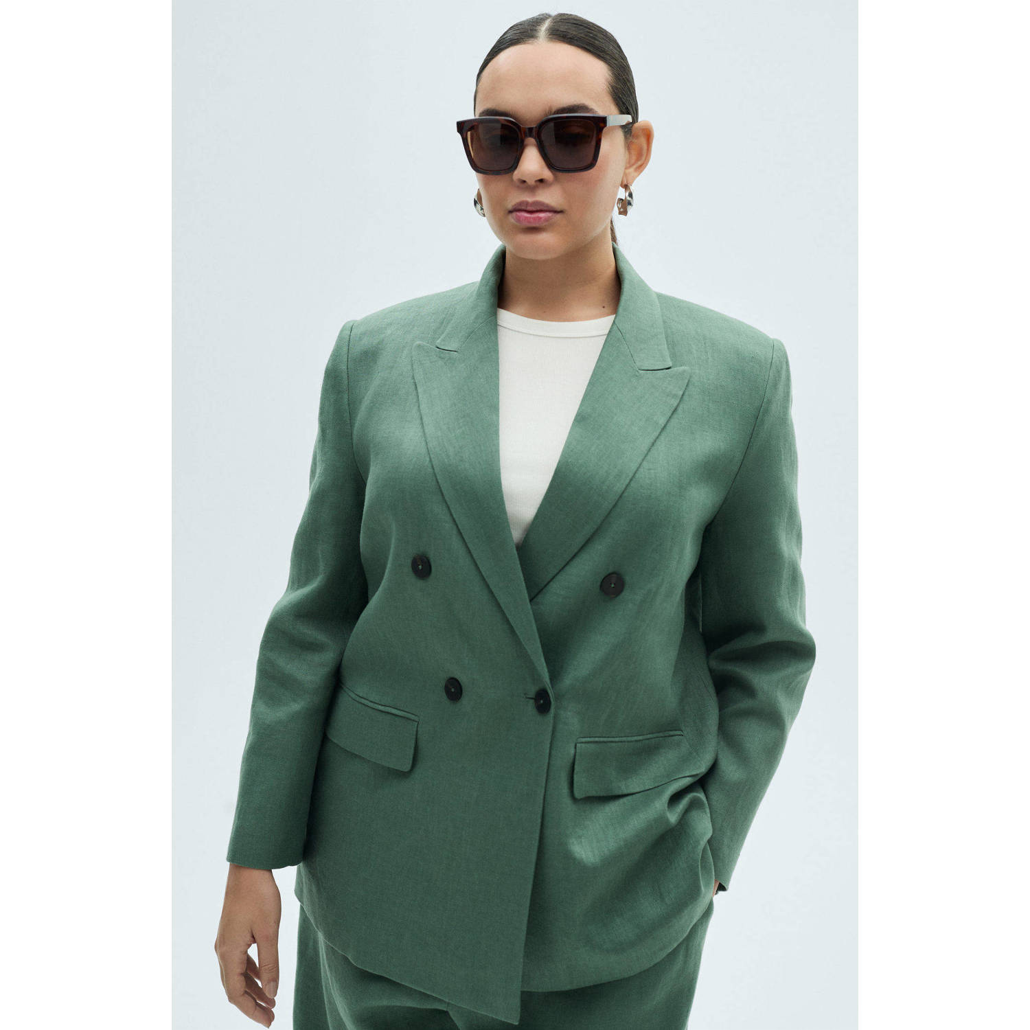 Mango regular blazer groen