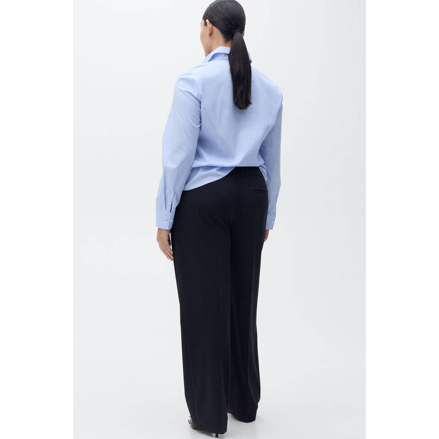 Mango straight regular waist pantalon donkerblauw