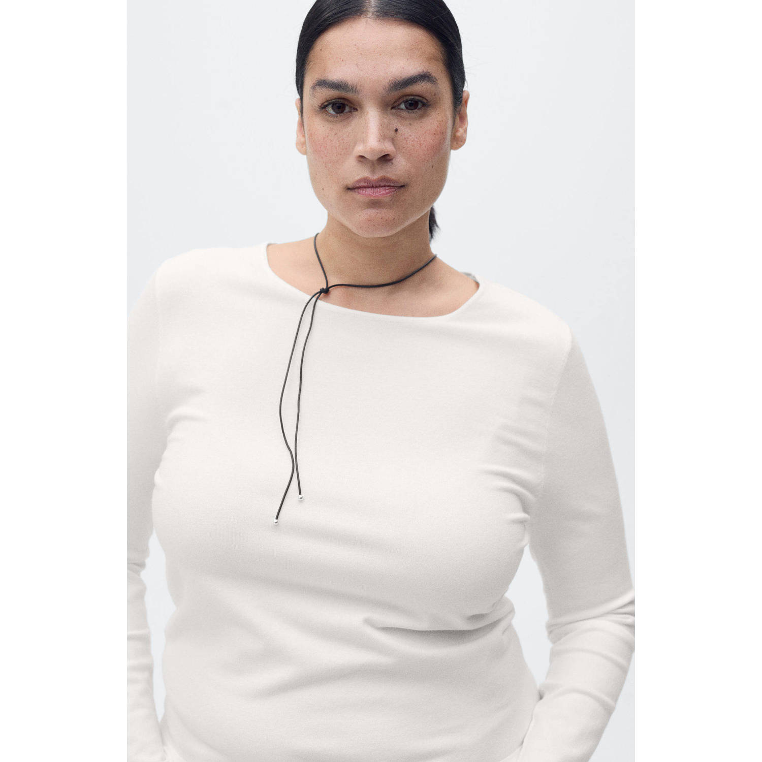 Mango top ecru gebreid