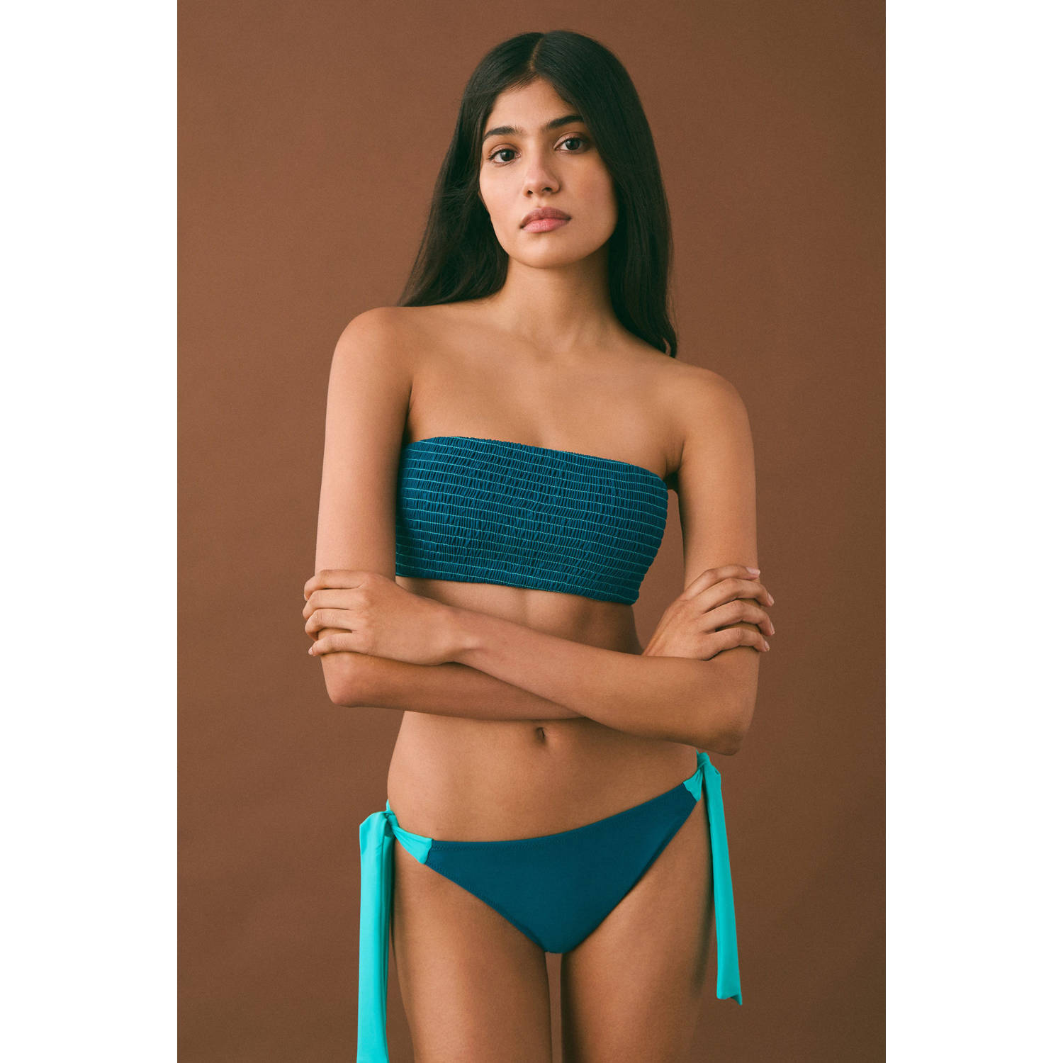 MANGO TEEN strapless bikini zeegroen turquoise