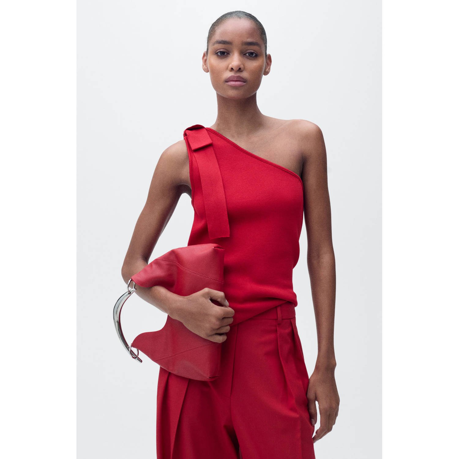 Mango one shoulder top rood
