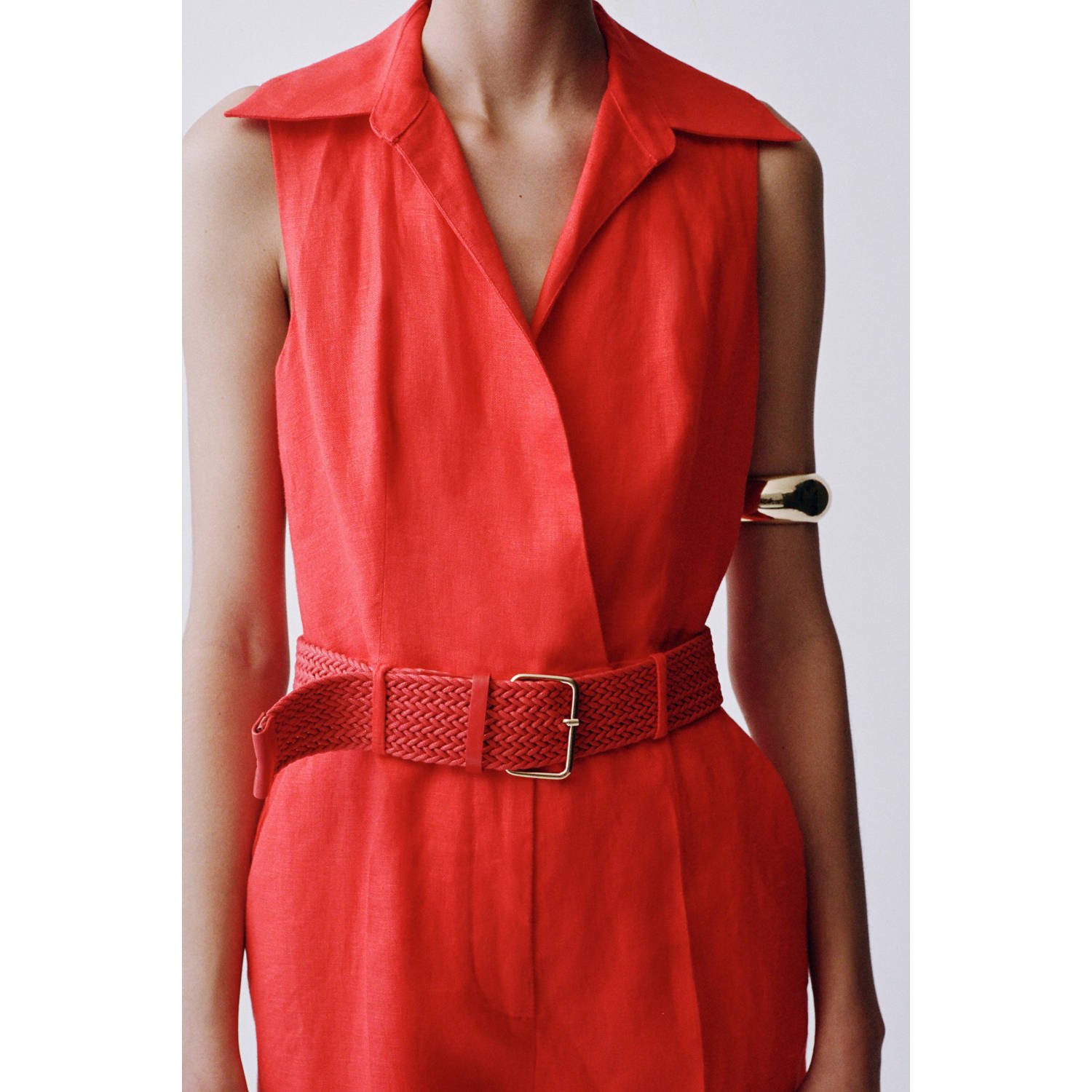 Mango linnen jumpsuit rood