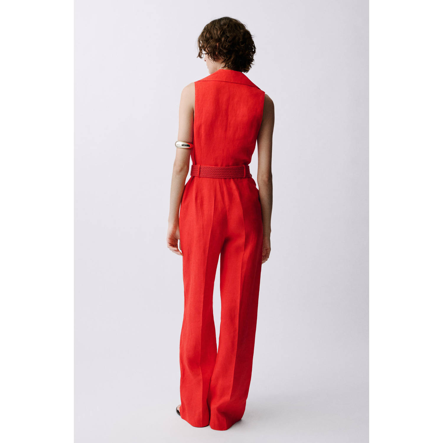 Mango linnen jumpsuit rood