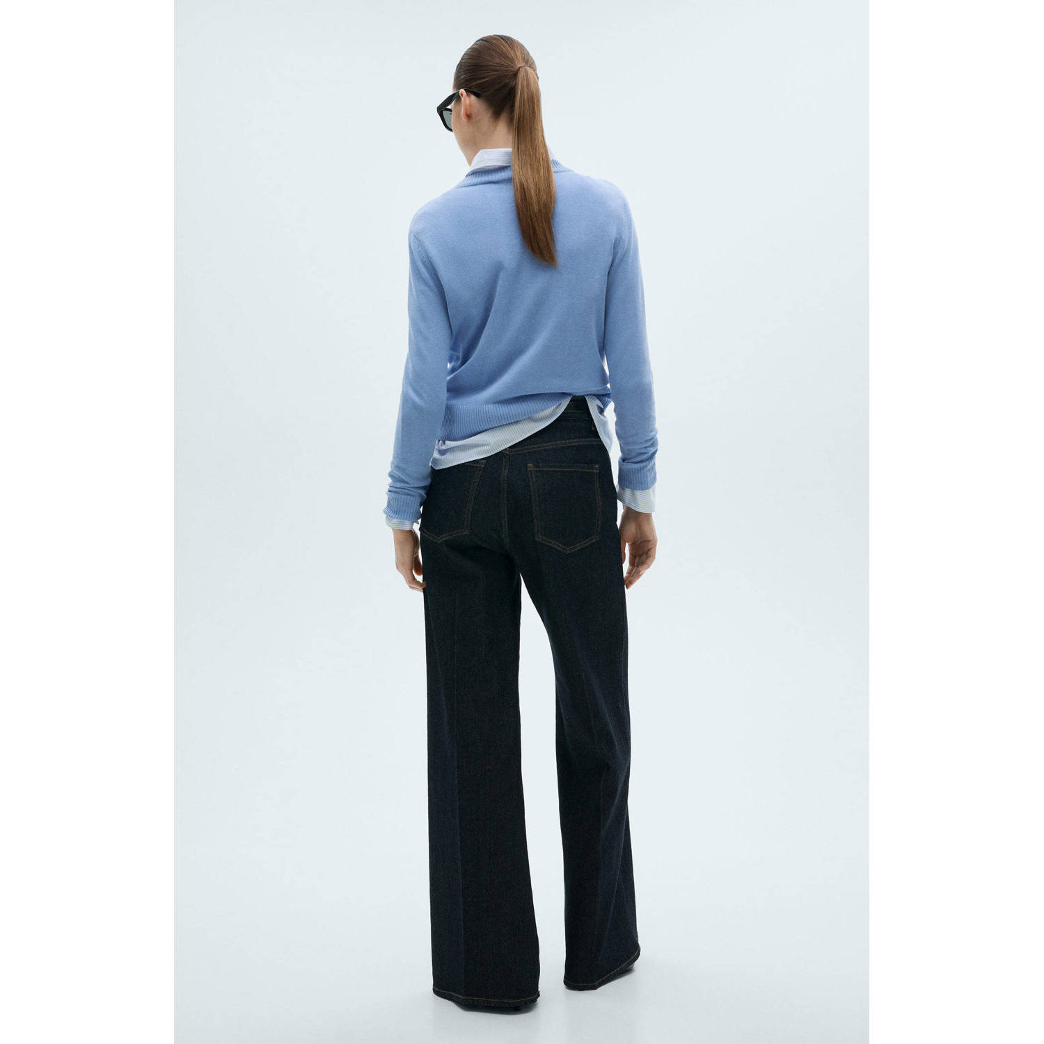 Mango linnen gebreide trui blauw
