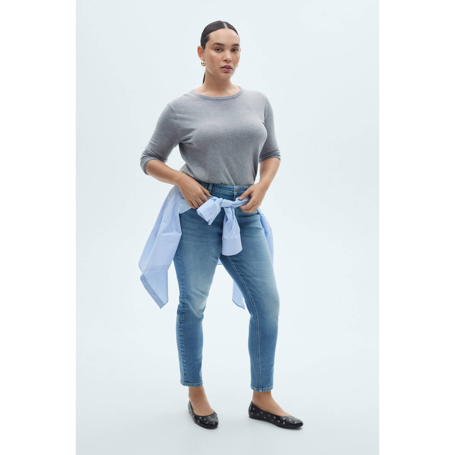 Mango high waist skinny jeans medium blue denim