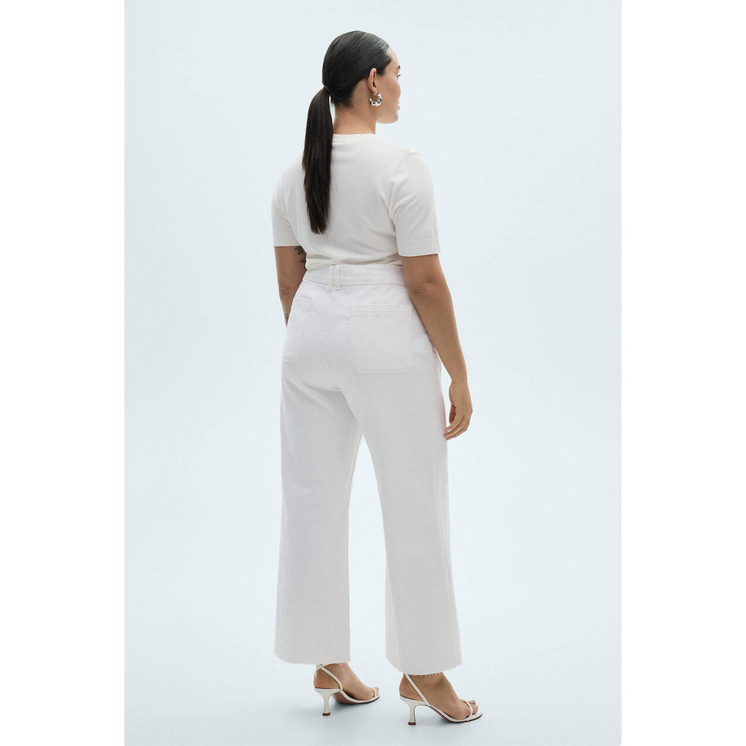 Mango wide leg jeans wit