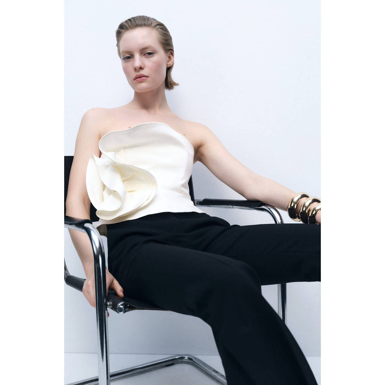 Mango cropped top ecru