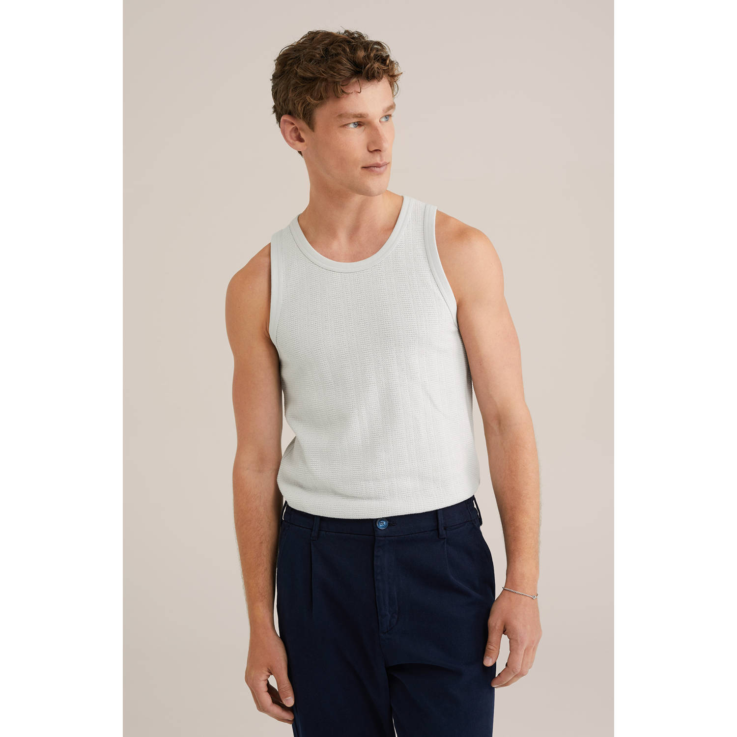 WE Fashion T-shirt met textuur lichtgrijs